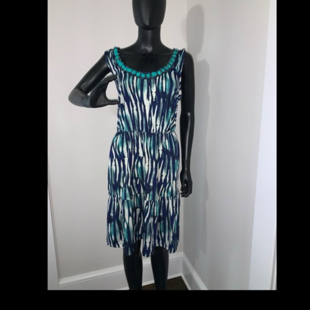 NY Collection 2XL fit and flare beaded babydoll vacation dress